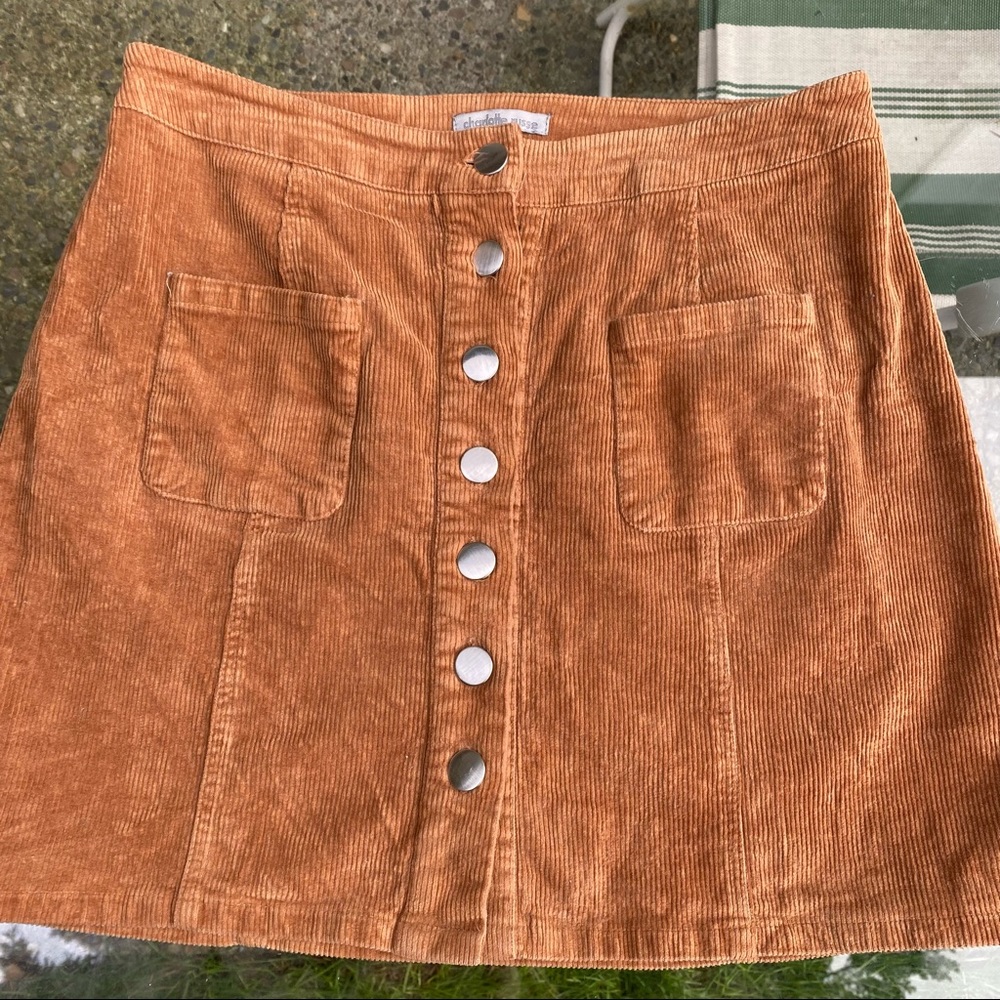 Charlotte Russe Corduroy mini Skirt size Medium brown rust boho